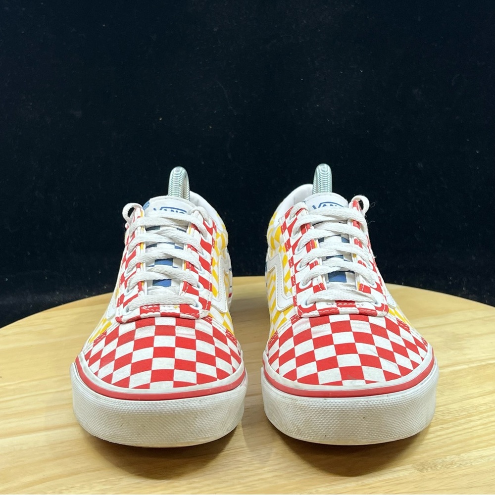 Vans Old Skool Red/ Blue/ Yellow Checkerboard Sz 6Y/Women’s Size 7.5 Skate Shoes - Picture 3 of 10